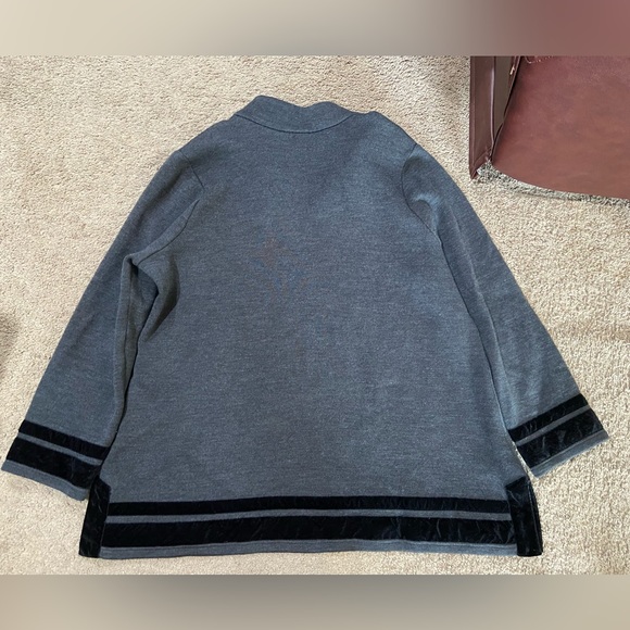 Soft Surroundings Runway Tunic Sweater Plus Size 3X Gray Wool Black Velvet Trim - Picture 8 of 9